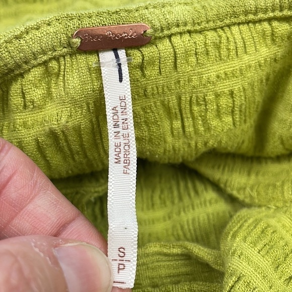 New Free People Nya Halter Maxi Dress Lime Green Twist Cut Out Linen Sz S - Picture 12 of 14